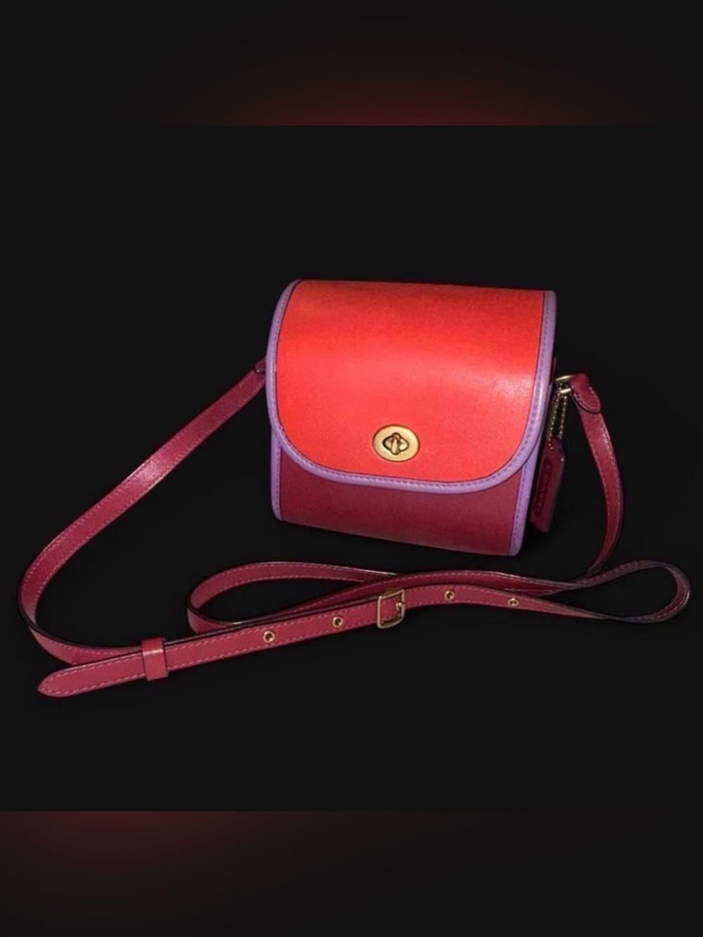 Limited Edition Coach Originals Color Block Lunchbox Pouch Brass/Hibiscus Multi